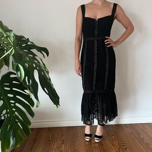 Self-Portrait Elegant Black Lace Midi Dress